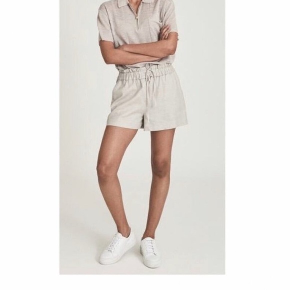 Reiss Lacey Linen Blend Pull On Shorts in Gray Size 4 - Picture 1 of 13
